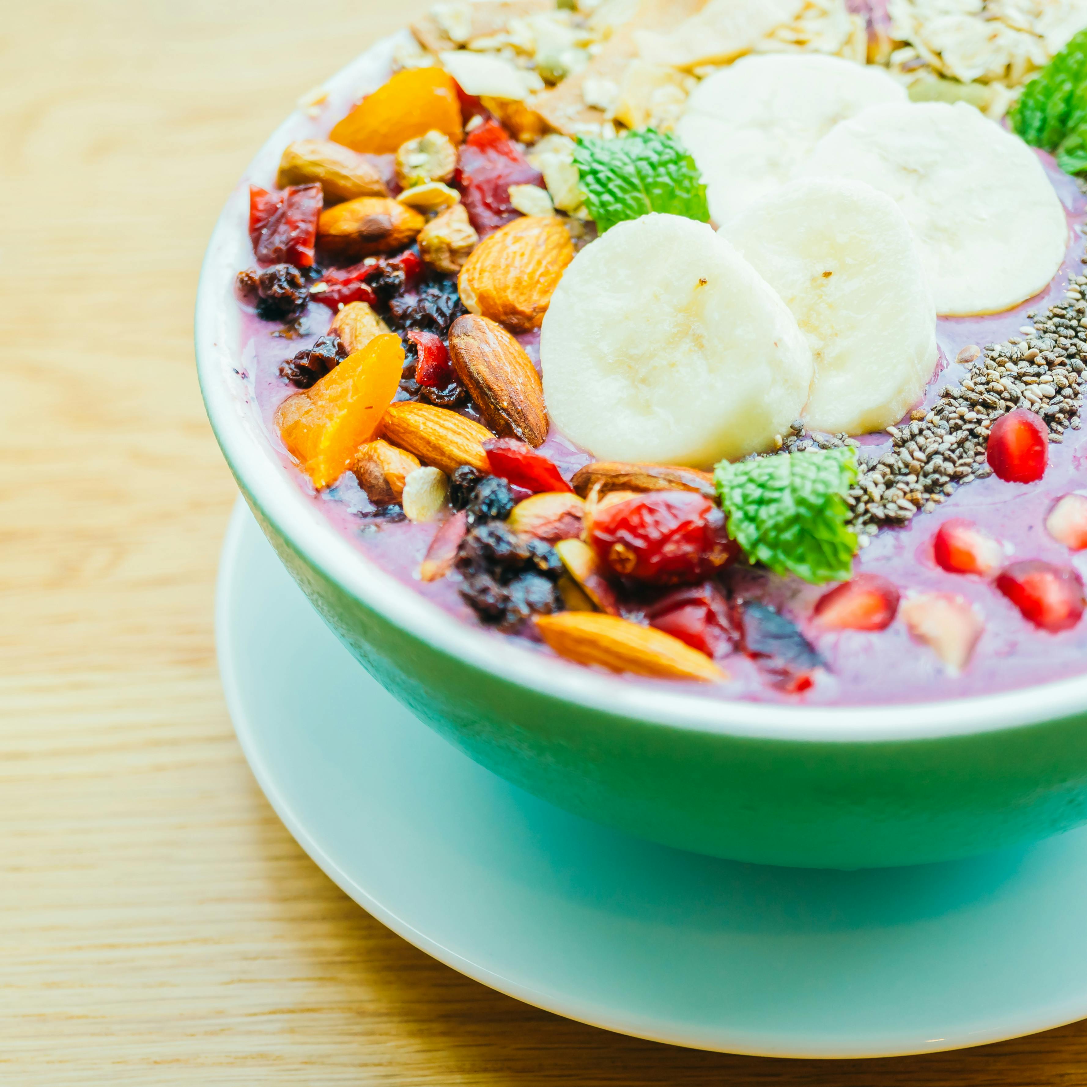 a berry filled smoothie bowl